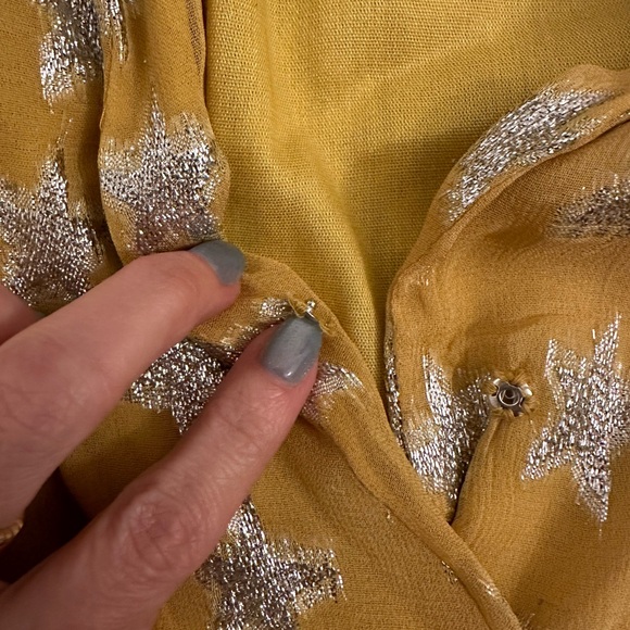 Rococo Sand Yellow with Silver Star Print Vega Dress Sz Small - Picture 15 of 15